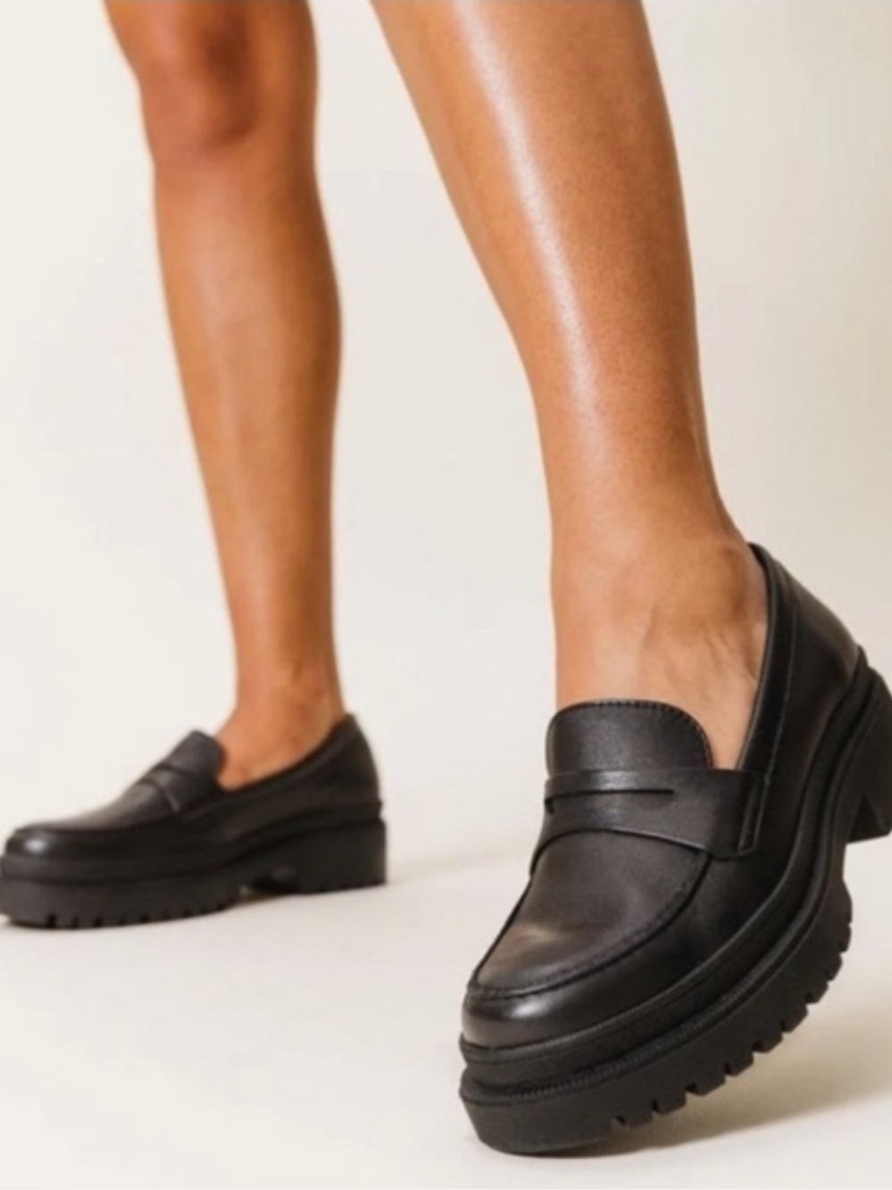 Patina Leather Platform Loafers From Portland Leather